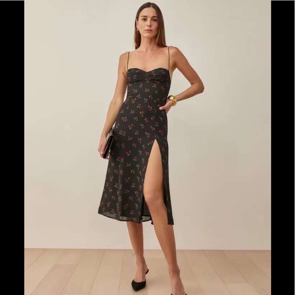 Reformation juliette Dress 👗black cherry AUTHENTIC - Picture 1 of 15